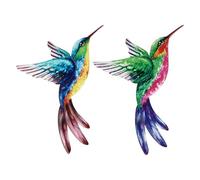 CLISPEED Lot de 2 Décorations Murales en Fer Forgé Colibris Colorés Applique Murale Intérieur et Extérieure à Suspendre Artistique pour Chambre et Salon Originale en Fer
