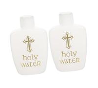 CLISPEED Lot de 2 Flacons d'eau Bénite 60 ML Couvercles, Bouteilles en Plastique Polyéthylène, Petits Récipients Rechargeables pour Baptême, Exorcisme et Décor Religieux, Flacons
