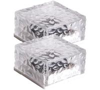 CLISPEED Lot de 2 lampes solaires en forme de brique de glace, éclairage de paysage décoratif pour jardin, cour, pelouse, petite lumière blanche, cubes de sol pour patio, allée