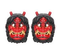 CLISPEED Lot de 2 Masques de Carnaval Japonerie Tengu Rouges en Plastique - Accessoires Effrayants pour Cosplay Diable et Démon - Masques pour Bal Masqué et Soirée Halloween
