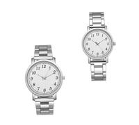 CLISPEED Lot De 2 Montres-Bracelets Couples en Alliage Argenté, Mouvement Quartz Précis, Cadran Blanc, Montres Décontractées Unisexes pour Usage Quotidien Et Travail
