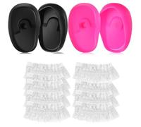 CLISPEED Lot de 2 paires de protège-oreilles en silicone pour la teinture des cheveux et la douche avec 100 bouchons d'oreilles jetables pour homme et salon de coiffure