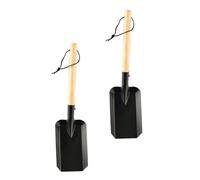 CLISPEED Lot De 2 Pelles à Combustion Charbon Manche en Bois De Chêne Noir pour Jardinage Extérieur, Outils Compacts Légers pour Plantation Et Désherbage, Résistantes Et Solide