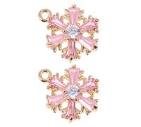CLISPEED Lot de 2 Pendentifs Flocon de Neige en Cuivre Rose pour Collier et Bracelet DIY Accessoire Pendentif de Noël Percé Création Bijoux Personnalisés