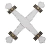 CLISPEED Lot de 2 Poignées Vintage en Alliage de Zinc avec Revêtement Cuir Pu Blanc 96 Mm, Poignées de Porte et Tiroir Décoratives pour Meubles, Armoires, Valises Cuisine, Quincaillerie