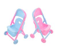 CLISPEED Lot de 2 Poussettes Pliables pour Poupée en Plastique, Accessoires de Maison de Poupées, Modèles Colorés pour Bébé et Garçon et Filles, D’Imitation pour Jeu Couleur Aléatoire