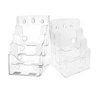 CLISPEED Lot de 2 Présentoirs de Brochures en Acrylique Transparent Multi-Niveaux Support Mural ou Bureau Organisateur de Documents et Porte-Menu pour Bureau Magasin et Exposition