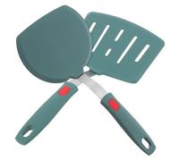 CLISPEED Lot de 2 Spatules en Silicone Alimentaire Vert Foncé Large et Ajourée Résistantes à la Chaleur Jusqu’À 230°C pour Poisson Œufs et Crêpes Ustensiles Polyvalents pour Cuisson