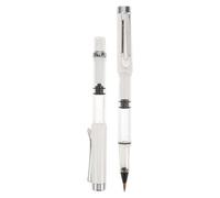 CLISPEED Lot de 2 Stylos-Pinceaux à Piston Rechargeables Pointe Souple en Poils de Loup Couleur Blanc Perle pour Calligraphie Chinoise et Japonaise Dessin et Peinture Artistique