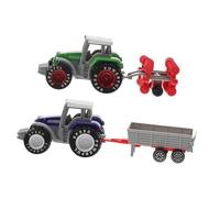CLISPEED Lot de 2 Tracteurs Jouets en Plastique Inertiels, Modèles Agricoles pour Garçon et Filles, Couleurs Vert et Bleu, Jouets Éducatifs pour Développer Coordination et Imagination,
