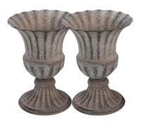 CLISPEED Lot de 2 Vases Commémoratifs en Fer Gris Vintage Pot de Fleurs D’Extérieur Résistant aux Intempéries Support pour Composition de Fleur pour Cimetières et Tombes Décoration