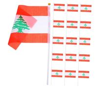 CLISPEED Lot De 20 Drapeaux Libanais à Main Polyester Petit Format Pour Événements Sportifs Et Décorations Fête, Drapeaux Nationaux Liban Résistants Et Maniables à Agiter, Sommet Rond