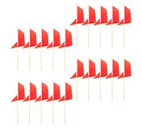 CLISPEED Lot de 20 Fanions de Balisage Triangulaires Rouges en Polyester et Bambou, Réutilisables, Design Compact pour Chantier et Marquage de Pelouse