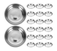 CLISPEED Lot de 20 Petites Assiettes D'apéritif en Acier Inoxydable 8 Cm, Soucoupes à Sauce Rondes Empilables, Plats à Assaisonnement Polyvalents pour Sauces, Condiments et Apéritifs
