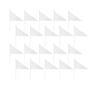 CLISPEED Lot de 20 Petits Fanions Triangulaires Blancs en Plastique 40 X 27 Cm, Drapeaux Portatifs Solides sur Bâtonnet, pour Décoration Extérieure, Fêtes, Défilés et Loisirs Créatifs