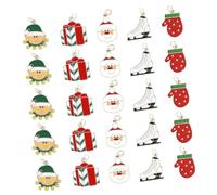 CLISPEED Lot de 25 Pendentifs en Alliage pour Bijoux de Noël Éléments DIY Motifs Lutin Père Noël Moufles Chaussure de Ski et Boîte Présent Accessoires de Création Artisanale Festive