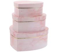 CLISPEED Lot de 3 Boîtes Présents en Papier de Cœur Texture Marbrée Rose Coffrets D’Emballage pour Saint-Valentin et Anniversaires Boîtes Multifonctionnelles pour Rangement et