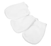 CLISPEED Lot De 3 Moufles Démaquillants Visage En Coton Polyester Épais Blanc, Réutilisables, Doux Pour Peau Sensible, Pour Routine Soin Quotidien Et Démaquillage