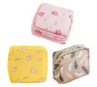 CLISPEED Lot de 3 Pochettes Menstruelles Portables en Tissu Oxford Fermeture Éclair, Étui pour Serviettes Hygiéniques, Pratique et Charmant pour Paquet à Main Style Plusieurs styles