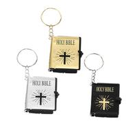 CLISPEED Lot De 3 Porte-clés Mini Bibles Religieuses, 3 Couleurs, Accessoire Portatif Pour Croyants, Souvenir Chrétien, Présent Spirituel Pour Chaque Âge, Usage Quotidien