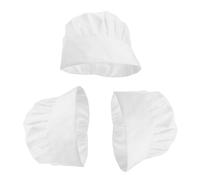 CLISPEED Lot de 3 Toques de Chef Blanches en Coton, Ajustables Bande Élastique, Chapeaux Cuisine Unisexes Respirants, pour Restaurant, la Cuisine Professionnelle ou Maison