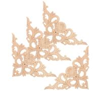 CLISPEED Lot de 4 Appliques en Bois Massif Sculpté Rose 15x15 Cm, Ornements Baroques pour Meubles Vintage, Moulures Décoratives Angle, Décorations Bois pour Armoire et Mobilier D’intérieur
