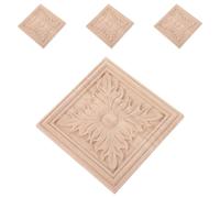 CLISPEED Lot de 4 Appliques Murales en Bois Sculpté Carré 10X10 CM, Non Peintes, Décorations D’Angle pour Meubles, Portes et Murs, Ornements Décoratifs en Bois Naturel pour Intérieur