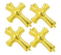 CLISPEED Lot de 4 Ballons Aluminium de Croix Dorée 13,3 G, Décoration pour Baptême Bébé, Fête Prénatale et Anniversaire, Ballons Croix D'anniversaire et Accessoires Fête Polyvalents