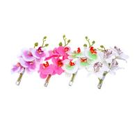 CLISPEED Lot de 4 Barrettes Cheveux Orchidée Artificielle en Tissu et Métal, Épingles à Cheveux Simulant une Fleur Phalaenopsis pour Femmes et Filles, Mariage et Voyage Couleur Aléatoire