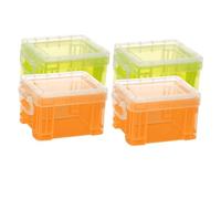 CLISPEED Lot De 4 Boîtes De Rangement Porte-fiches Semi-transparentes Couvercle, Taille Mini, Organisateur Divers Pour Bureau Et Cosmétiques, Rangement Salle De Bain Et Chambre