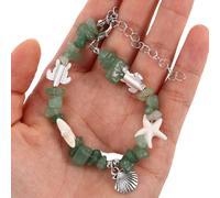 CLISPEED Lot de 4 Bracelets Extensibles Bohèmes en Perles Irrégulières avec Breloques Coquillage Tortue de Mer et Étoile de Mer Couleurs Transparent Vert Bleu Rose - Bijoux de Plage