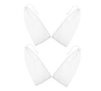 CLISPEED Lot de 4 Chaussettes Nourrissantes pour Oiseaux D'extérieur en Maille Polyester Hexagonale Blanche, Filet 12x28 Cm Cordon de Serrage Suspendre Jardin Pinsons et Chardonnerets