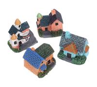 CLISPEED Lot de 4 Figurines Miniatures en Résine Maisons de Village Européennes Style Campagne Décorations pour Pots de Fleurs et Paysages Miniatures Accessoires pour Bonsaï Décor