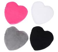 CLISPEED Lot de 4 Houppettes en Coton 100% Pur Grandes Formes Cœur Couleurs Gris Rose Blanc et Noir Éponges à Maquillage pour Visage et Corps Applicateurs Poudre Doux et Lavables