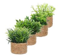 CLISPEED Lot de 4 Mini Plantes Artificielles en Pot en Résine pour Maison de Poupée Décoration Végétale Miniature Verte Modèles de Plantes Miniatures pour Aménagements Décoratifs