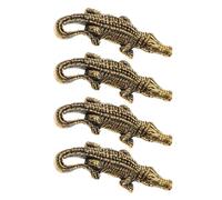 CLISPEED Lot De 4 Objets Décoratifs en Laiton : Petite Figurine De Crocodile pour Décoration De Table À Thé, Sculpture Animalière Rétro, Décoration Miniature en Alligator