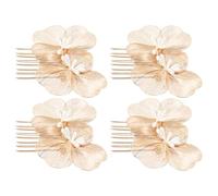 CLISPEED Lot de 4 Peignes Latéraux Dorés Fleuris pour Mariage Accessoires de Coiffure Baroque Vintage Légers et Confortables Ornements Floraux pour Chignon de Mariée Élégante