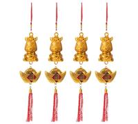 CLISPEED Lot de 4 Pendentifs Suspendus en Plastique pour Nouvel an Chinois 2026 - Décorations pour Fête du Printemps Figurines Zodiacales Cheval 3D Colorées Ornements pour Pots de Fleurs