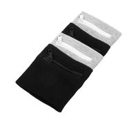 CLISPEED Lot De 4 Pochettes Poignet Sport Zippées En Polyester, Bracelet Anti-transpiration, Rangement Sécurisé Pour Clés Et Monnaie, Unisexe, Course, Yoga Et Randonnée