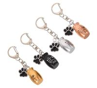 CLISPEED Lot de 4 Porte-Clés Urne Funéraire pour Chien et Chat Pendentifs Capsule Mémoire en Alliage Métallique Noir Argenté Doré et Rose Mini Urnes Commémoratives Empreinte de Patte
