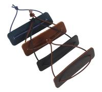 CLISPEED Lot de 4 Protège-bords Vintage pour Carnet, en Cuir Synthétique, Taille Carrée N°3, Couleurs Noir, Jaune Brun, Bleu et Café, avec Cordon Élastique Adaptable, Accessoires