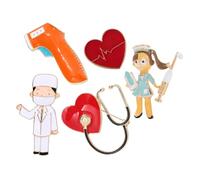 CLISPEED Lot De 5 Broches De Dessin Animé Broches De Médecin Broches D'Infirmière Broches En Métal Broches Vintage Badges En Forme De Cœur Broches De Vêtements De Médecin