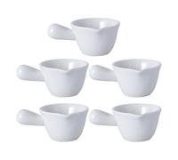 CLISPEED Lot de 5 Mini Pots à Lait en Céramique Blanche, Poignée Confortable, Capacité 100ml, Pratique Bavures pour Café et Lieux de Divertissement