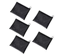 CLISPEED Lot De 5 Trousses De Rangement Cosmétiques en Maille Noire, Petite Taille, Fermeture Éclair, pour Femmes Voyageurs, Accessoires Beauté Voyage, Organiseur Compact Et Pratique