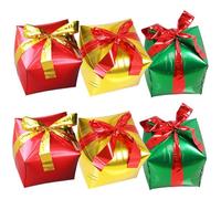 CLISPEED Lot de 6 Ballons en Aluminium Carrés pour Boîte Présent Décoration de Fête D’Anniversaire et Noël Couleurs Doré Vert Rouge pour Boîte Présent Festive