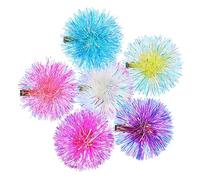 CLISPEED Lot de 6 Barrettes à Cheveux Colorées Pompons Duveteux Accessoires Élégants pour Cheveux Fins Décoration de Fête Confortables et Pratiques