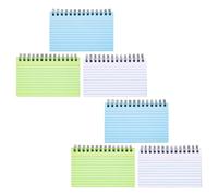 CLISPEED Lot de 6 Blocs-notes à Spirale Petits Formats 7,6 X 12,7 Cm, Fiches Bristol Lignées Couleurs Assorties Blanc Bleu Vert, Fournitures de Bureau pour Notes, Mémos et Études Scolaires