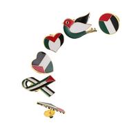 CLISPEED Lot de 6 Broches Drapeau Palestine en Alliage Insignes Décoratifs Cœur Rond et Oiseaux Accessoires Polyvalents pour Chemise Paquet à Dos et Chapeau Symbole de Paix