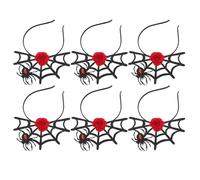 CLISPEED Lot de 6 Serrage-Têtes Toile D’Araignée Rouge Fleurs - Accessoires pour Cheveux D’Halloween Légers et Confortables - Bandeaux Araignée pour Fête Cosplay et Festival Halloween