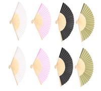CLISPEED Lot de 8 Éventails Pliables en Tissu Uni 7 Pouces Structure Bambou Couleurs Assorties Éventail Rafraîchissant Été Accessoire Photo et Cosplay Présent DIY Polyvalent
